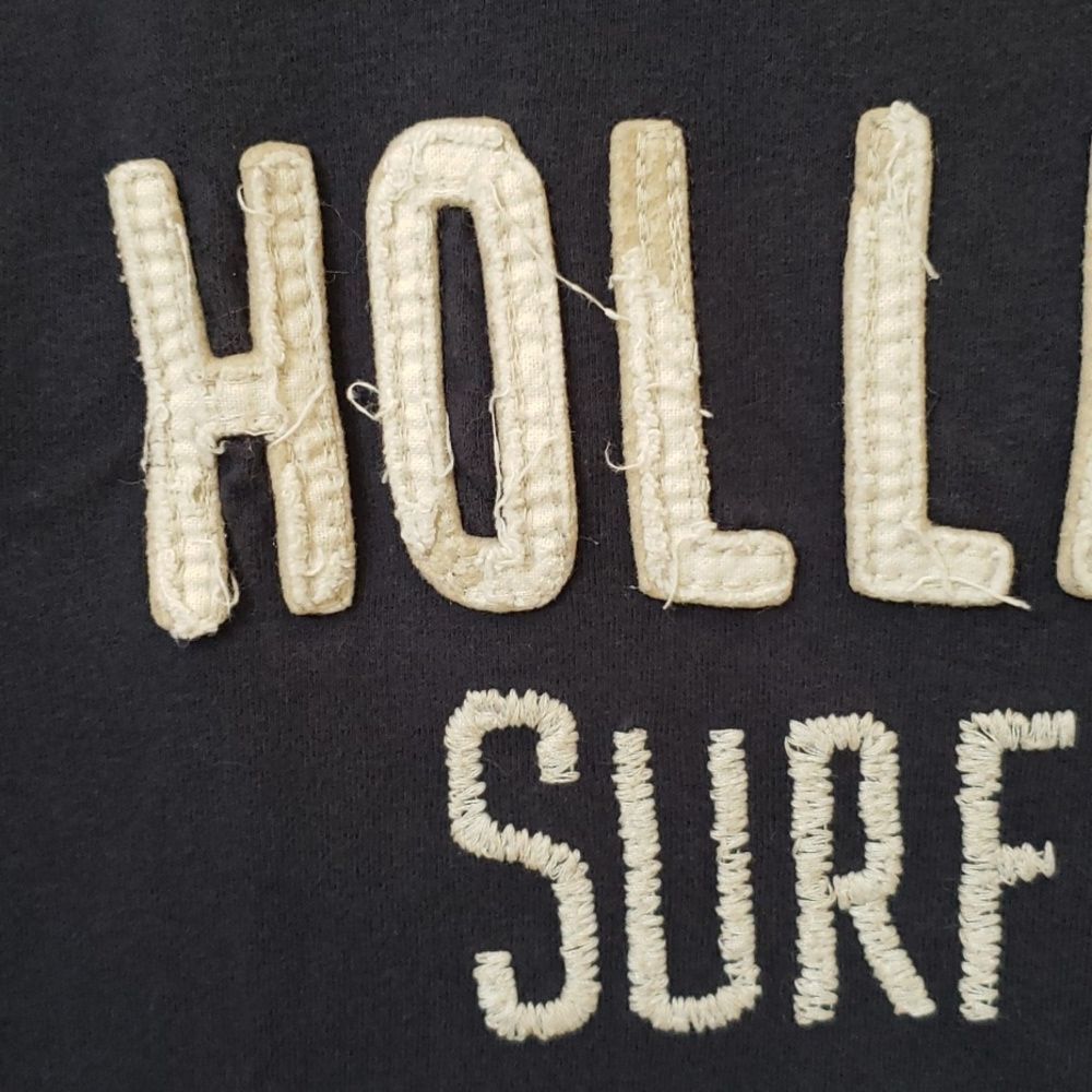 Hollister Dark Blue Surf Graphic T-Shirt Men’s L Spellout Distressed Y2K Vtg - Picture 3 of 5